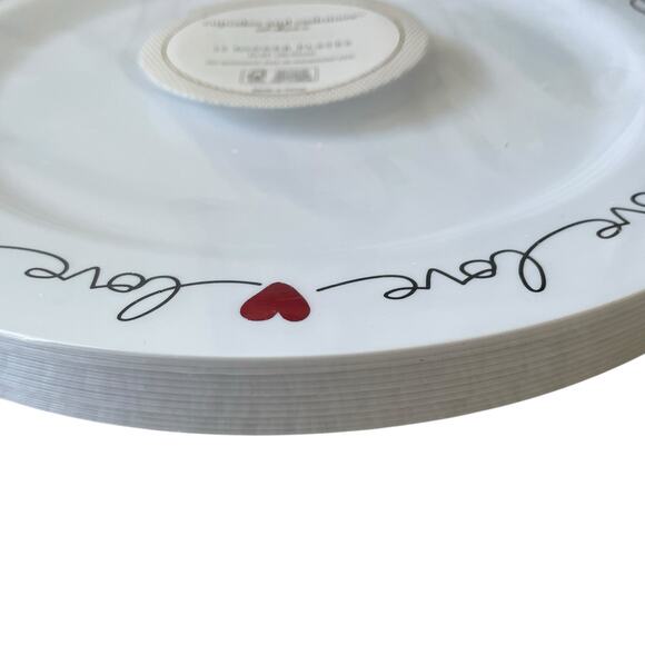 Cupcakes & Cashmere Red Hearts Love Border Disposable 10.25" Dinner Plates 12pc - Picture 2 of 10